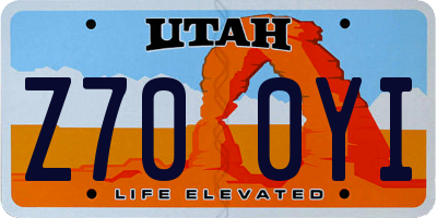 UT license plate Z700YI