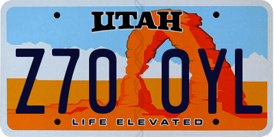 UT license plate Z700YL
