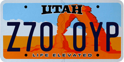 UT license plate Z700YP