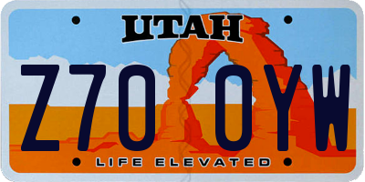UT license plate Z700YW