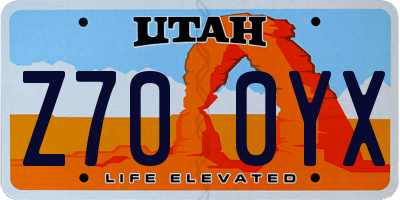 UT license plate Z700YX