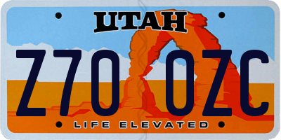UT license plate Z700ZC
