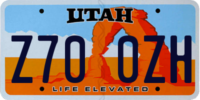 UT license plate Z700ZH