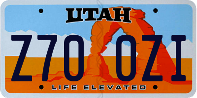 UT license plate Z700ZI