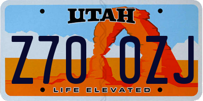 UT license plate Z700ZJ