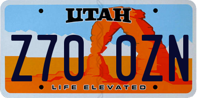 UT license plate Z700ZN