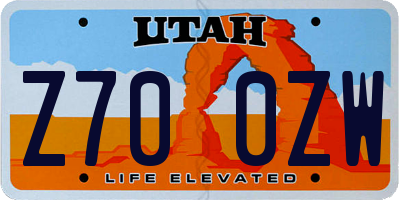UT license plate Z700ZW
