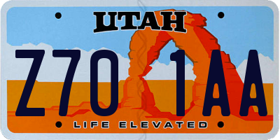 UT license plate Z701AA