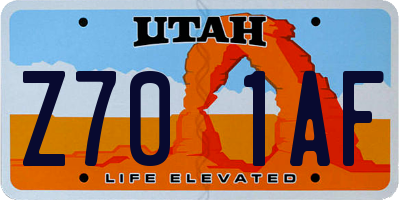 UT license plate Z701AF