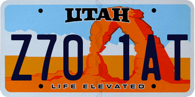 UT license plate Z701AT