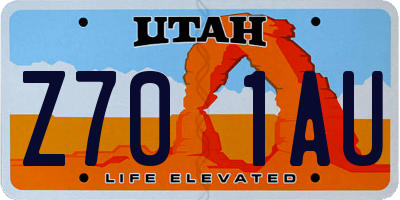 UT license plate Z701AU