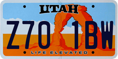 UT license plate Z701BW