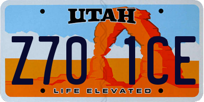 UT license plate Z701CE
