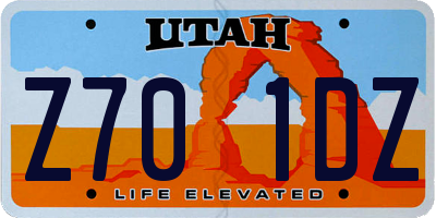UT license plate Z701DZ
