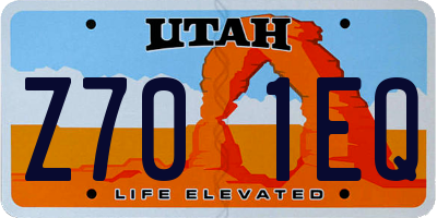 UT license plate Z701EQ