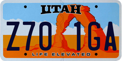 UT license plate Z701GA