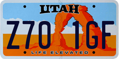UT license plate Z701GF