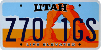 UT license plate Z701GS