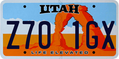 UT license plate Z701GX