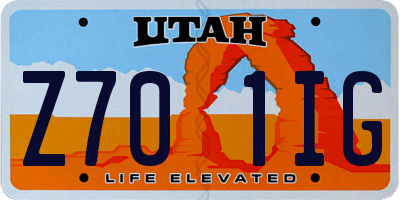 UT license plate Z701IG