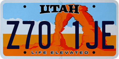 UT license plate Z701JE