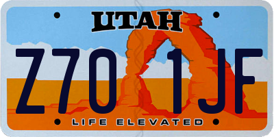 UT license plate Z701JF