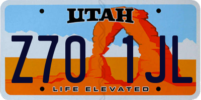 UT license plate Z701JL