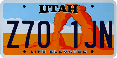 UT license plate Z701JN