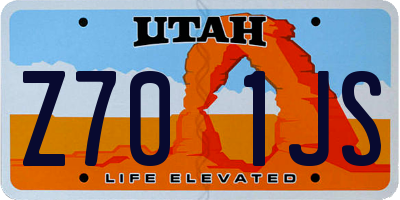 UT license plate Z701JS