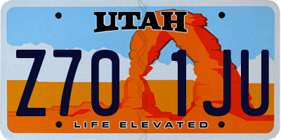 UT license plate Z701JU