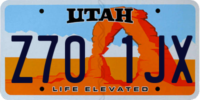 UT license plate Z701JX