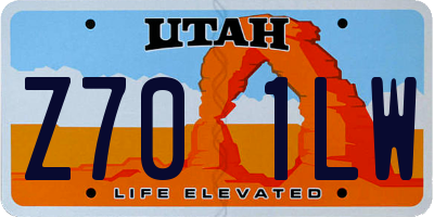 UT license plate Z701LW