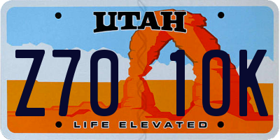 UT license plate Z701OK