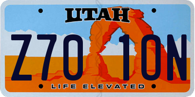 UT license plate Z701ON