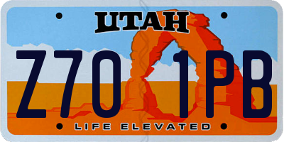 UT license plate Z701PB
