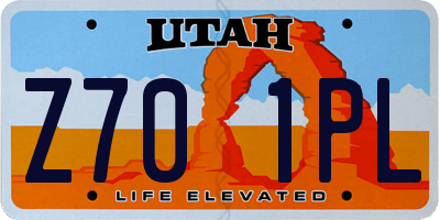 UT license plate Z701PL