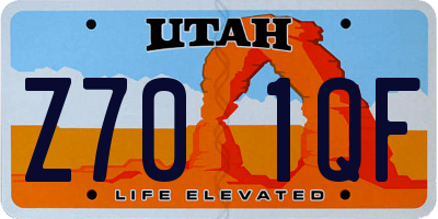 UT license plate Z701QF