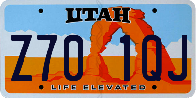 UT license plate Z701QJ