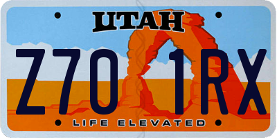 UT license plate Z701RX