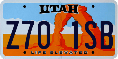 UT license plate Z701SB