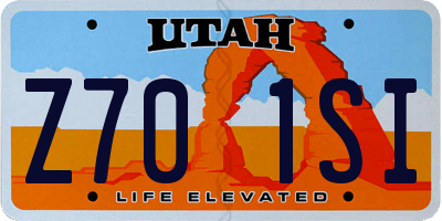 UT license plate Z701SI