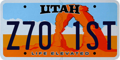 UT license plate Z701ST