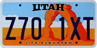 UT license plate Z701XT