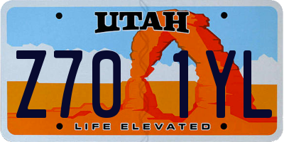 UT license plate Z701YL