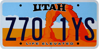 UT license plate Z701YS