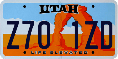 UT license plate Z701ZD