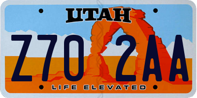 UT license plate Z702AA