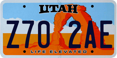 UT license plate Z702AE