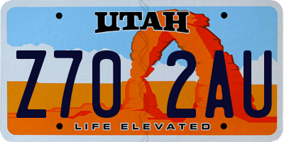 UT license plate Z702AU