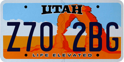 UT license plate Z702BG